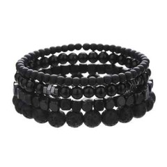 Men’s Hawaiian Volcanic Stone Beaded Multi Bracelet Stretch Fit