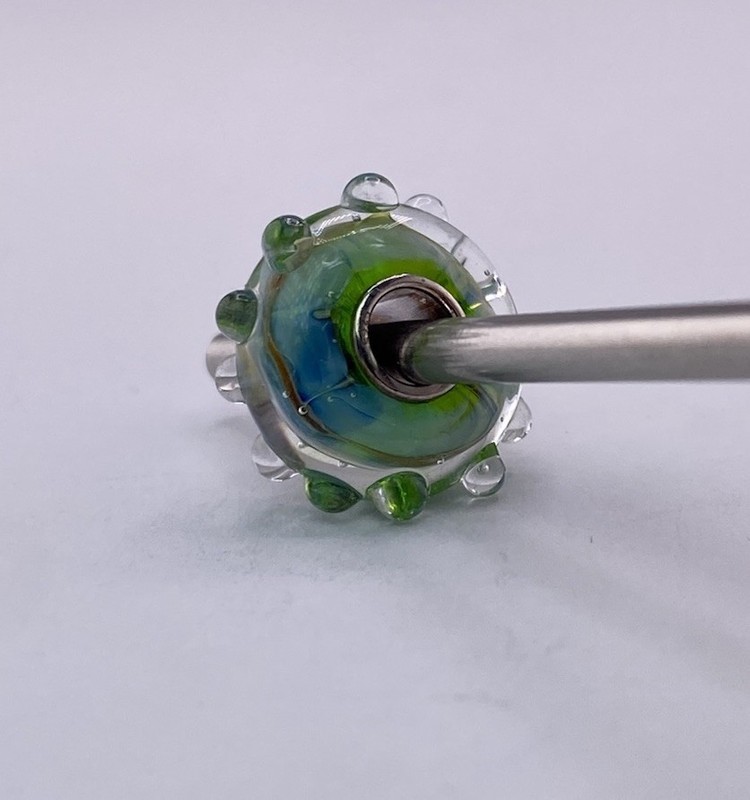 Elfbeads Ocean Bubble Glass Bead New – Retired Artisan Lampwork Charm gallery