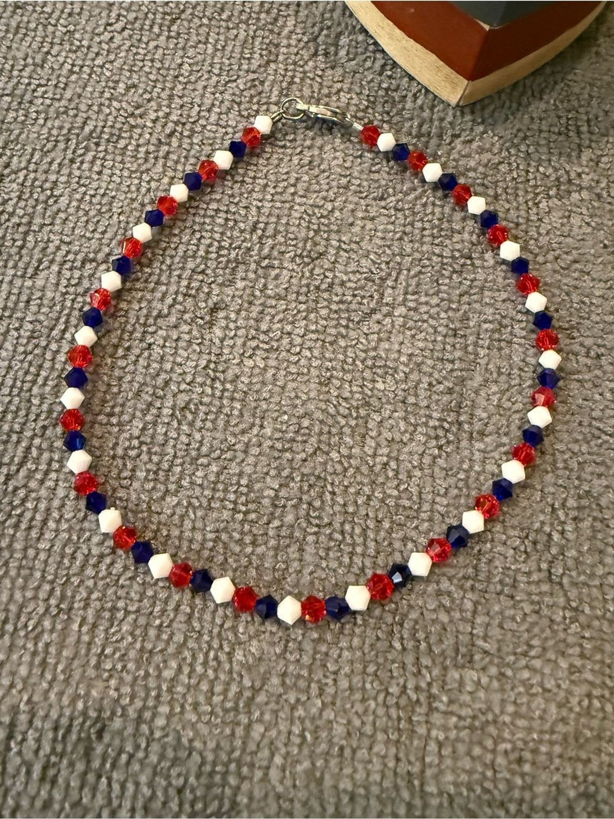 Patriotic Red, White & Blue Austrian Crystal & Sterling Silver Bracelet, EUC gallery