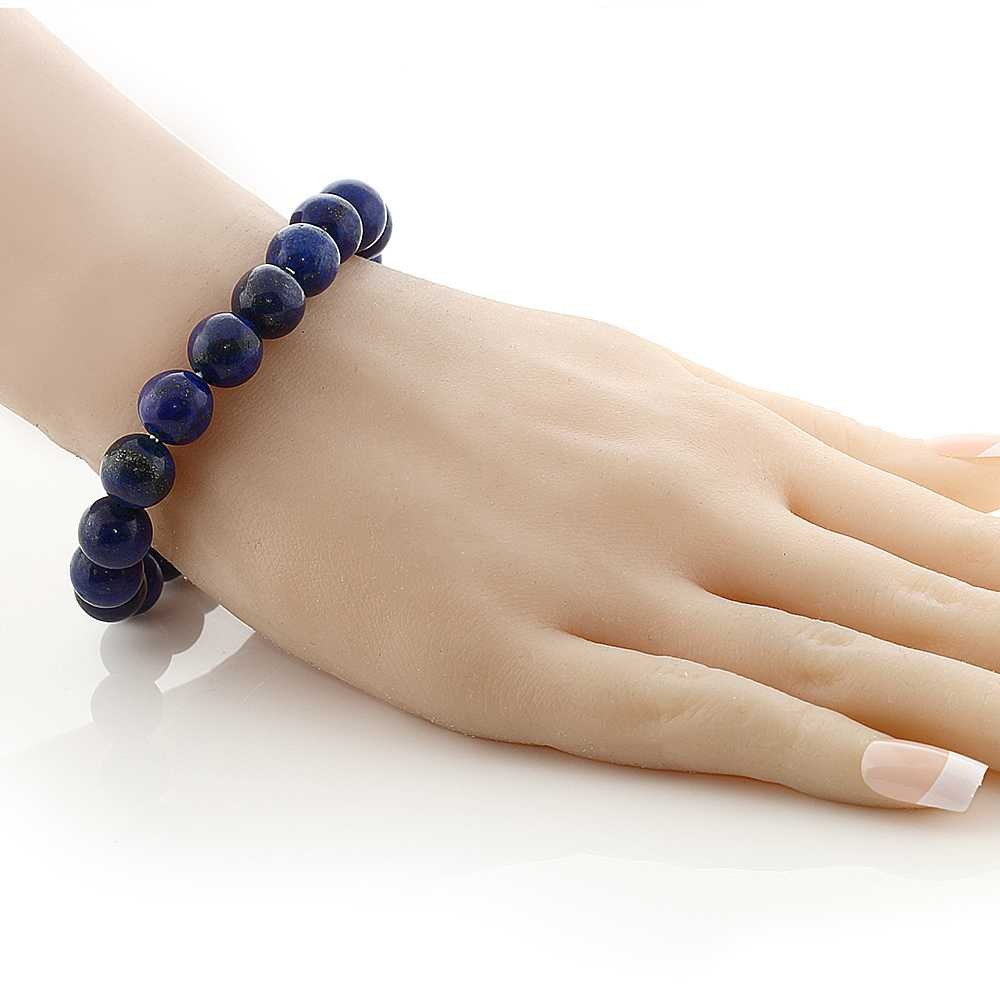 Gorgeous 10MM Simulated-Lapis Gemstone Beaded Stretch Stretchy Bracelet For gallery