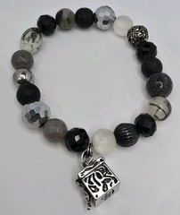 Alexa’s Angels Beaded Stretch Bracelet Silver Tone Dangle Prayer Box Charm
