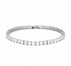 Tennis Bracelet Silver Plated 4 mm Sparkling Diamond Look Bracelet