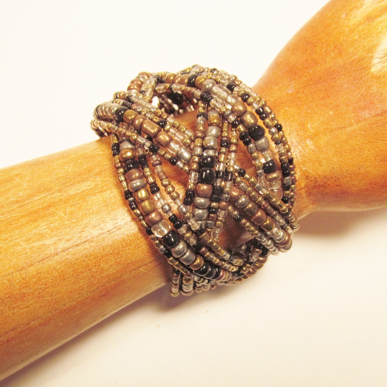12 PC Handmade Bali Beaded Bright Color Braided Cuff Bracelet WHOLESALE LOT gallery