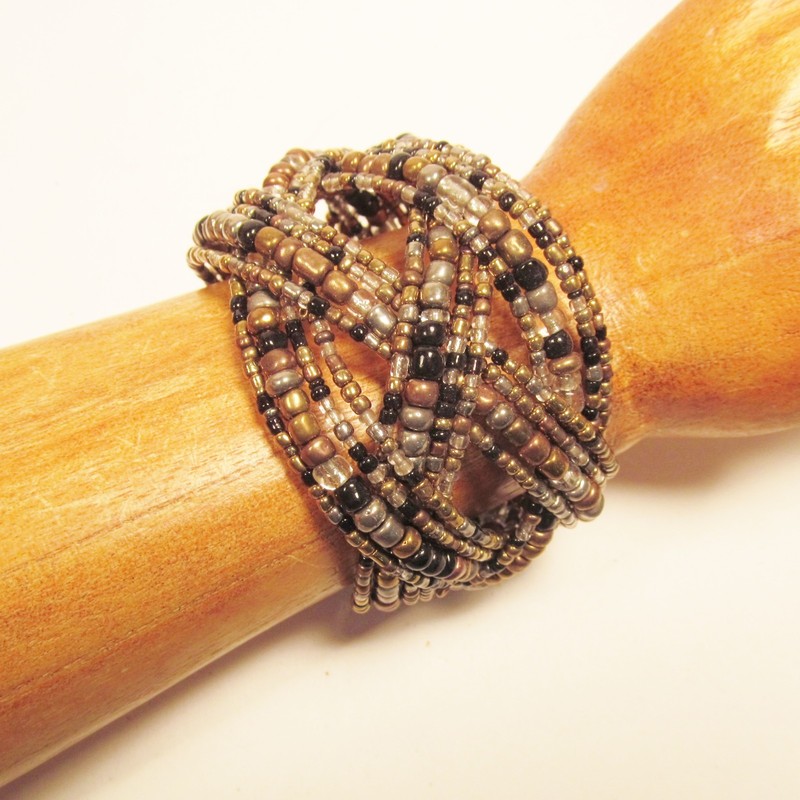 12 PC Handmade Bali Beaded Bright Color Braided Cuff Bracelet WHOLESALE LOT gallery