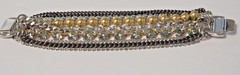 Doncaster Mixed Metal Crystal Multi Chain Chunky Bracelet Silver and Gold Tone