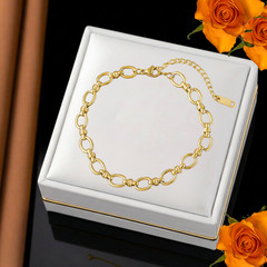 18K Gold Plated Stainless Steel Oval Link Chain Bracelet Adjustable