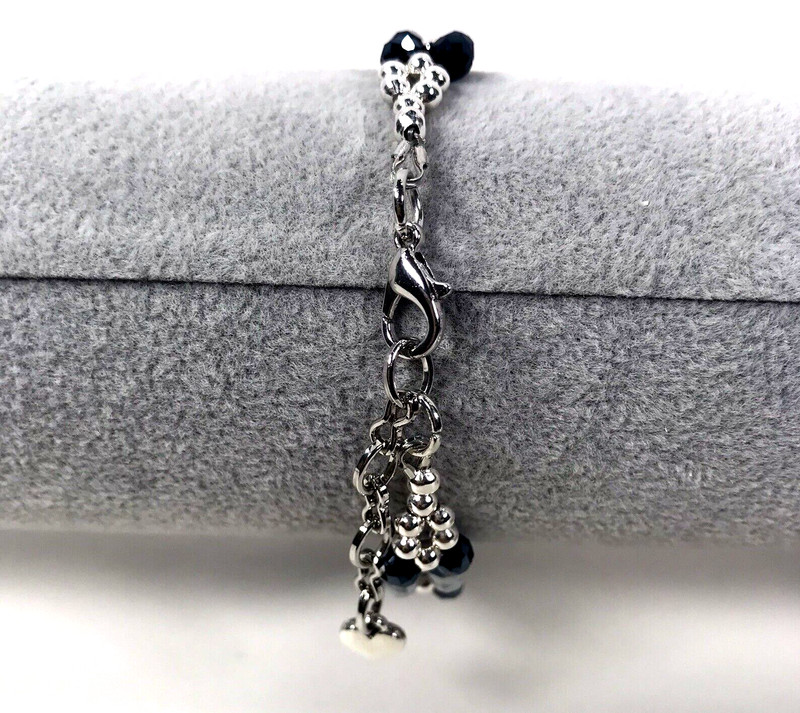 AB Vivid Color Crystal Glass Bead Dainty Small Bracelet -Women-Handmade-Blk/Wht gallery