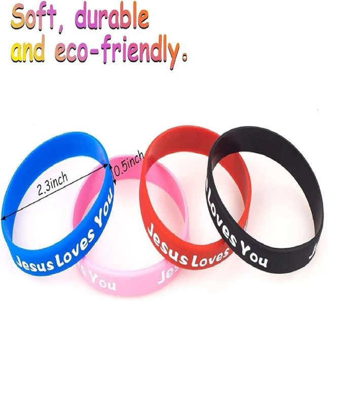 Jesus Loves You Rubber Bracelets Colorful Silicone Christian Jesus Wristbands gallery