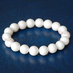 8/10/12/14mm Porcelain White Jade Round Gemstone Beads Elastic Bracelet 7.5”