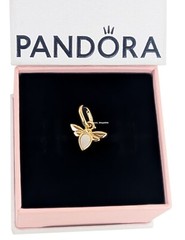 New 100% Authentic PANDORA ME 14k Gold Plated White Bee Mini Charm 763826C01
