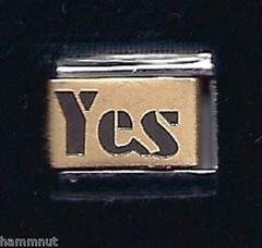 YES GOLD PLATED CENTER ITALIAN CHARM 9MM