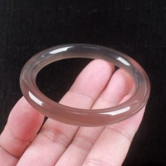52-53 MM Certified Natural Agate Chalcedony Gray Jade Bracelet Bangle
