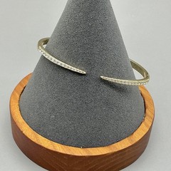 Bracelet Gold Tone White Stone Slim Tapered Open Cuff Womens Fashion Jewelry
