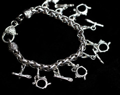 Tea Time Charm Bracelet Silver Pewter Charms 8″ Teapot Teaspoon Interchangeable