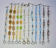 Wholesale Bracelets Lot of 12 Blue Stone tone Beaded Toggle Bracelet no stretch
