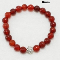 8mm Reddish Brown Beaded and Rhinestone Stretch Bracelet