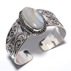 Botswana Agate 925 Sterling Silver Jewelry Cuff Adst. T61, Christmas Gift