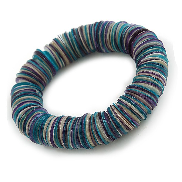 Summery Shell Flex Bracelet in Purple/ White/ Teal/ 16cm L/ Small gallery