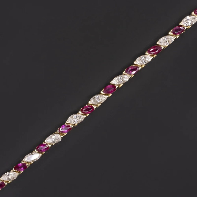 14k Yellow Gold Plated Tennis Bracelet Simulated Ruby 7.29 Ct Exquisite Jewelry gallery