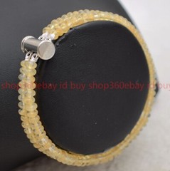 2 Row 2x4mm Yellow Watermelon Tourmaline Rondelle Gemstone Beaded Bracelet 7-9in