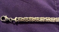 Sterling Silver Byzantine Chain Bracelet, Lobster Clasp, 8 in, Metal, No Stone