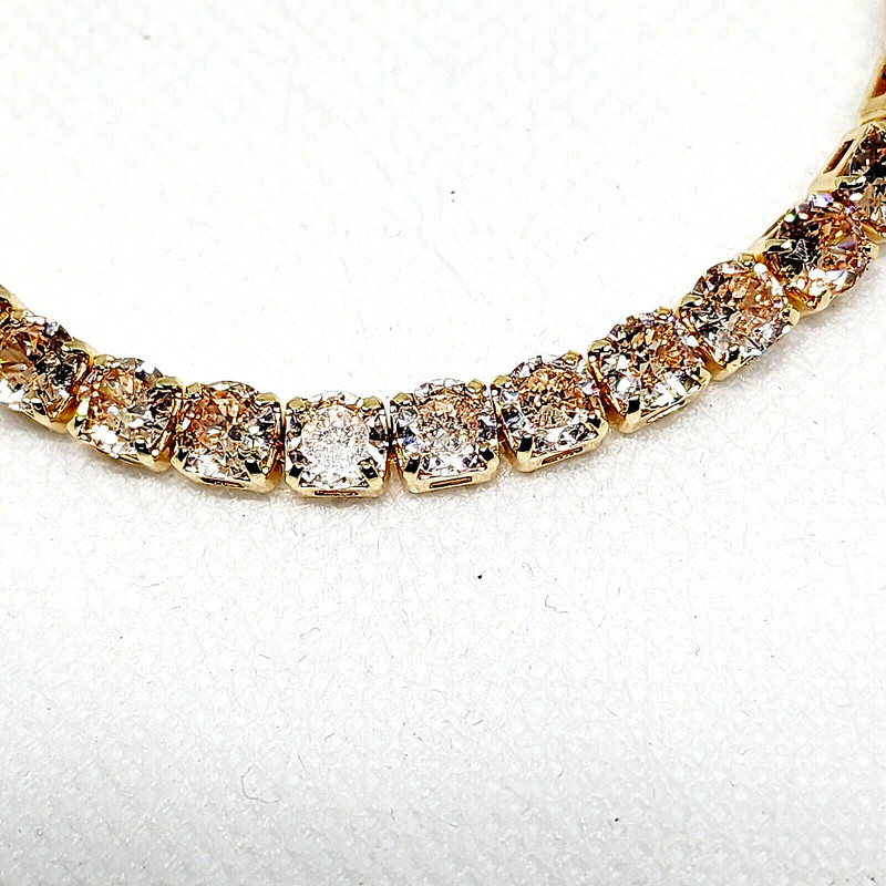 Champagne Cubic Zirconia adjustable bolo tennis bracelet 6-9 inches in goldtone gallery