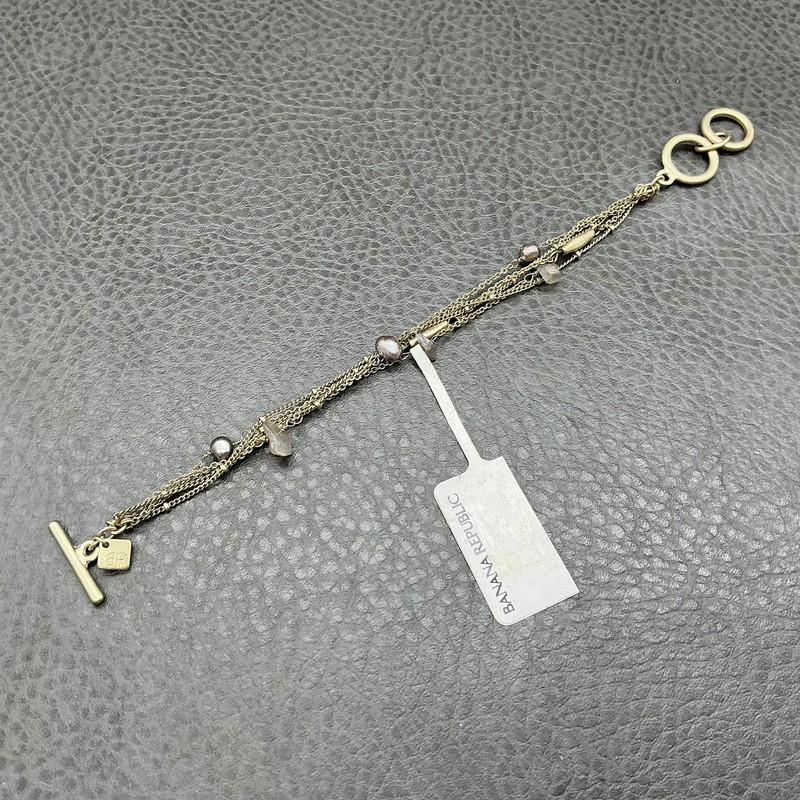 Banana Republic Bracelet Gold Tone Beaded Chain Womens 7.5 In Toggle Strand gallery