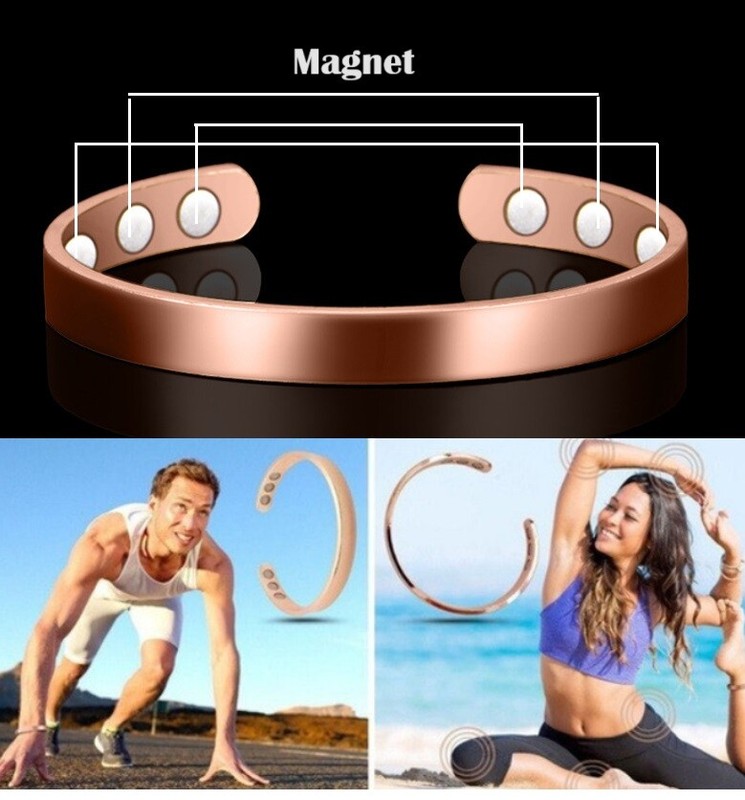 2× Pure Copper Magnetic Bracelet Arthritis Therapy Energy Bangle Pain Relief USA gallery