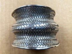Vintage THAI HILL TRIBE High Purity Silver Basket Weave Woven Cuff Bracelet 69g