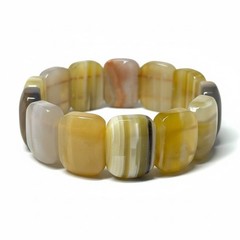 Yellow Agate Bracelet Rectangular Polished Natural Stone Jewelry Expand Fit