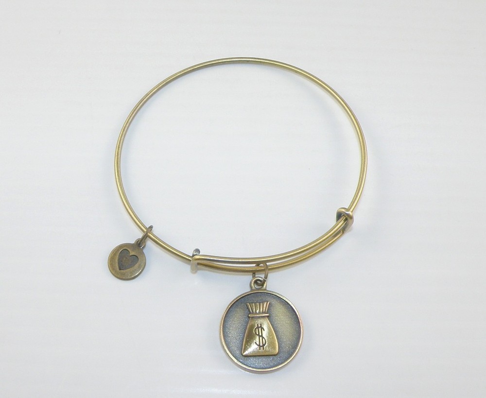 Wire Bangle / Bracelet Money Bag Charm Good Fortune / Midas Touch / Fluke Amulet