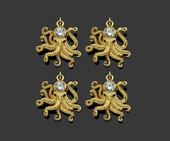 Gold Filled Big Clear CZ Micro Pave Squid Shape Pendant, 18K Gold Filled Squid