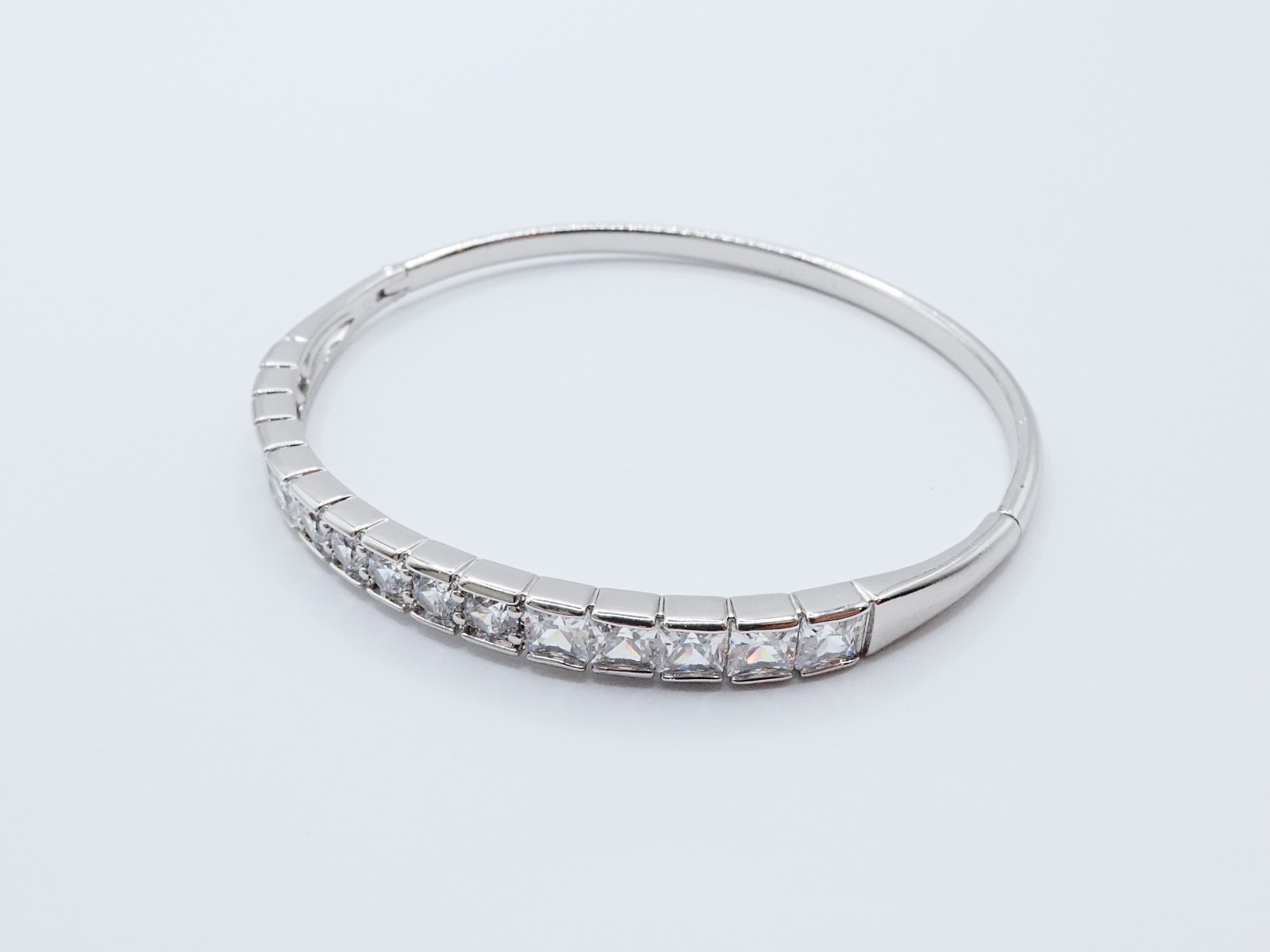 Bangle Bracelet Beautiful Cz Diamond White Gold Plated 5" - 7" Women Jewelry gallery