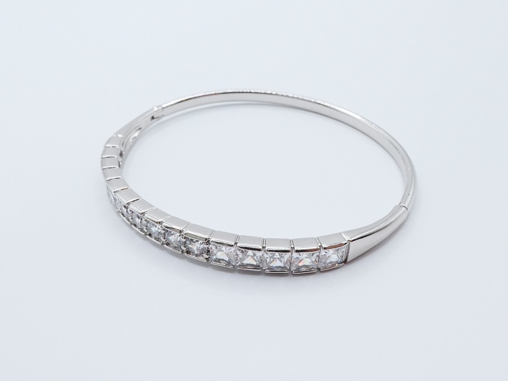 Bangle Bracelet Beautiful Cz Diamond White Gold Plated 5" - 7" Women Jewelry
