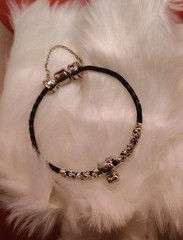 European Leather Bracelet W/Hello Kitty Charm- S925 SafetyChain &Filigree Beads
