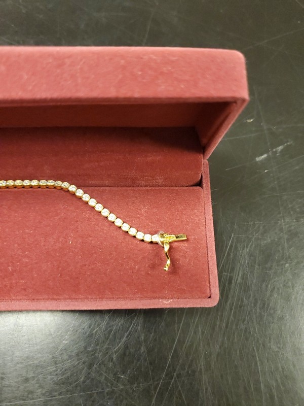 DANECRAFT FINE GOLD PLATE CZ CRYSTALS DOUBLE TENNIS BRACELET +LIGHTED BOX -7.25" gallery
