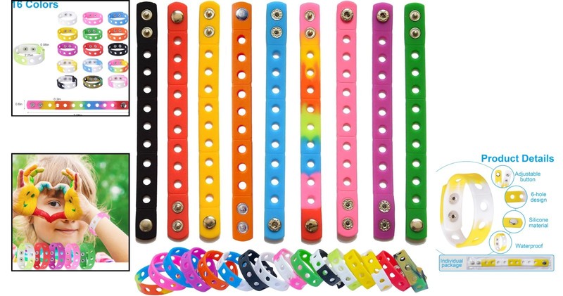 9 Pcs Colorful Silicone Wristbands for Kids Adjustable 7 Inch gallery