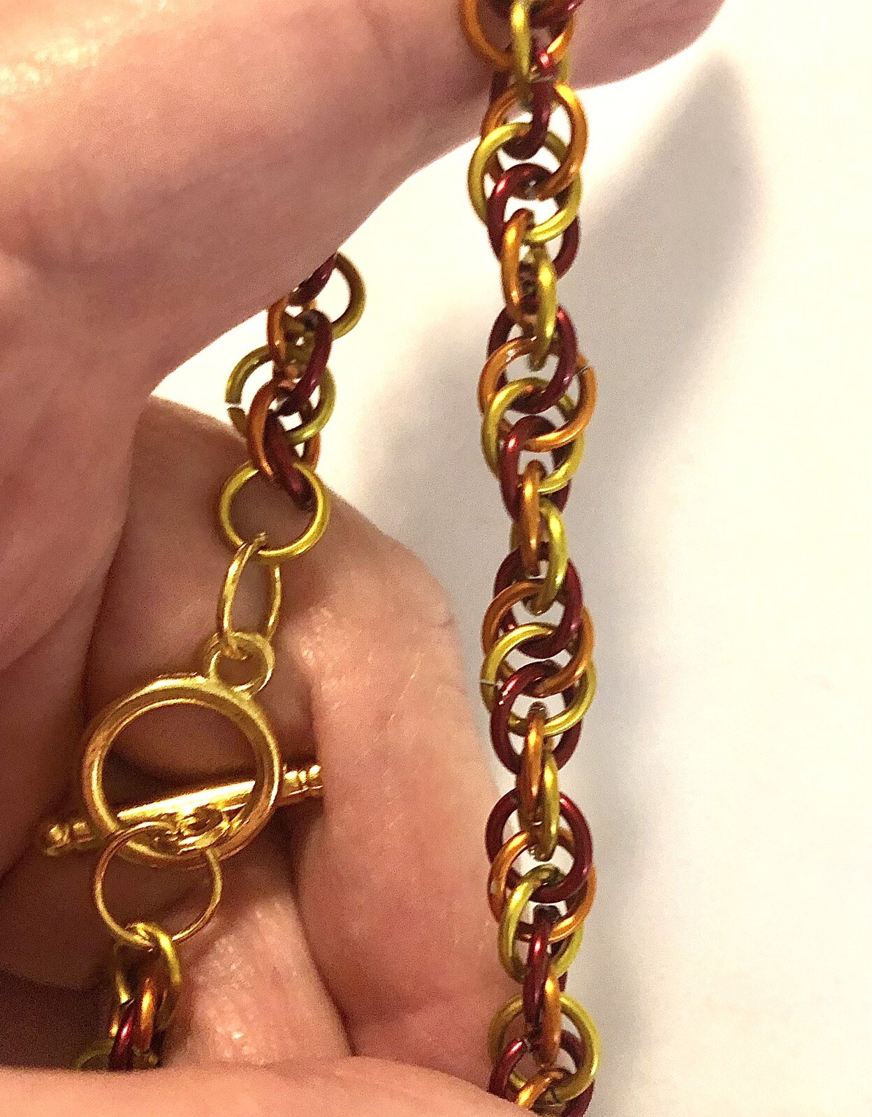 Spiral Chainmaille Bracelet In Copper & Gold Tone SZ 9in. Silver & Blue SZ 7.5. gallery