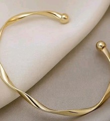 Golden Stylish Twist Bangle Adjustable Bangle With Gift Bag