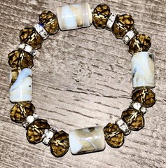 9” Circumference Glass, Crystal And Rhinestone Bracelet