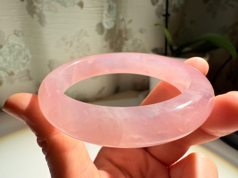 56mm Jelly Body Madagascar Rose Quartz Bangle Bracelet | 粉晶手镯 gallery