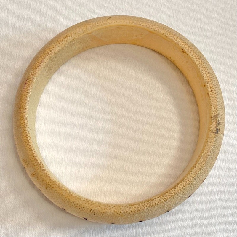 Beige Tan Engraved Wood Bangle Bracelet Boho Artisan Natural gallery