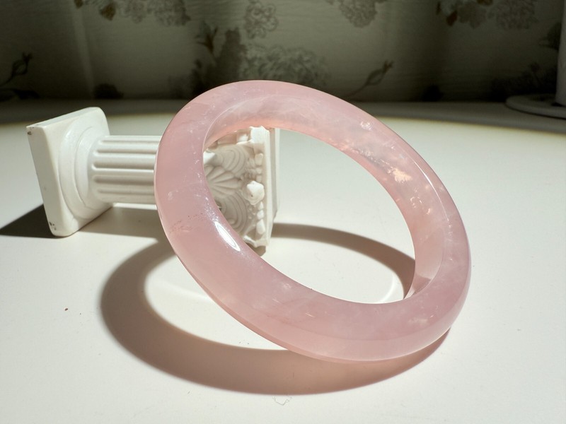 56mm Jelly Body Madagascar Rose Quartz Bangle Bracelet | 粉晶手镯 gallery
