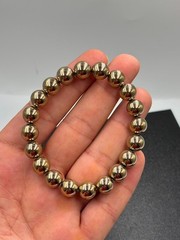 Natural Pyrite Beaded Stretch Bracelet High Quality Polished Mineral