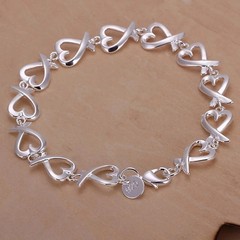 925 Sterling Silver Charm Heart Thick Chain Women Bracelet Fashion Jewelry