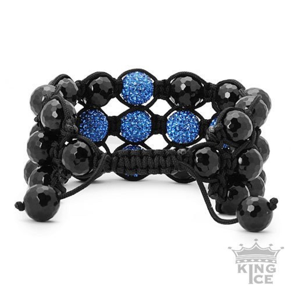 Macrame Beaded Cross Bracelet With Black Crystal And Blue Alloy shaping a Cross gallery