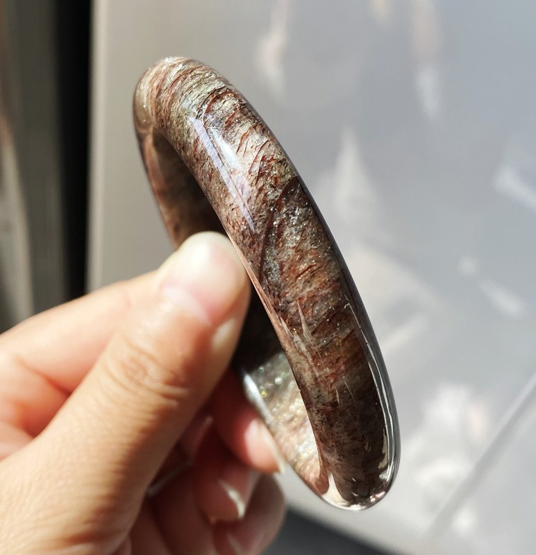 Natural Black Gold Rutilated Quartz Crystal Bangle Internal Diameter 54.5mm C6 gallery