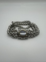 MX Silver Wheat Link Magnetic Braclet With Stone