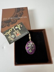 Jay Strongwater February Locket Dangle Charm Gold Toned Birthday Flower Bouquet