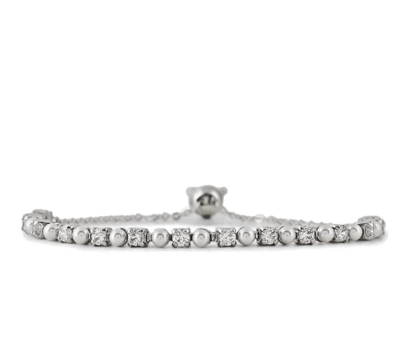 NEW 100% Authentic SWAROVSKI White Crystal Pearls Matrix Tennis Bracelet 5689633 gallery